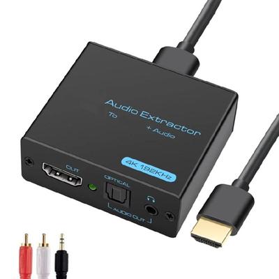 HDTV Sound Extractor 4K HDTV Splitter 3.5mm Sound 1080P Compatible for TV PC Projectors Sound Systems Support 5.1 HDCP