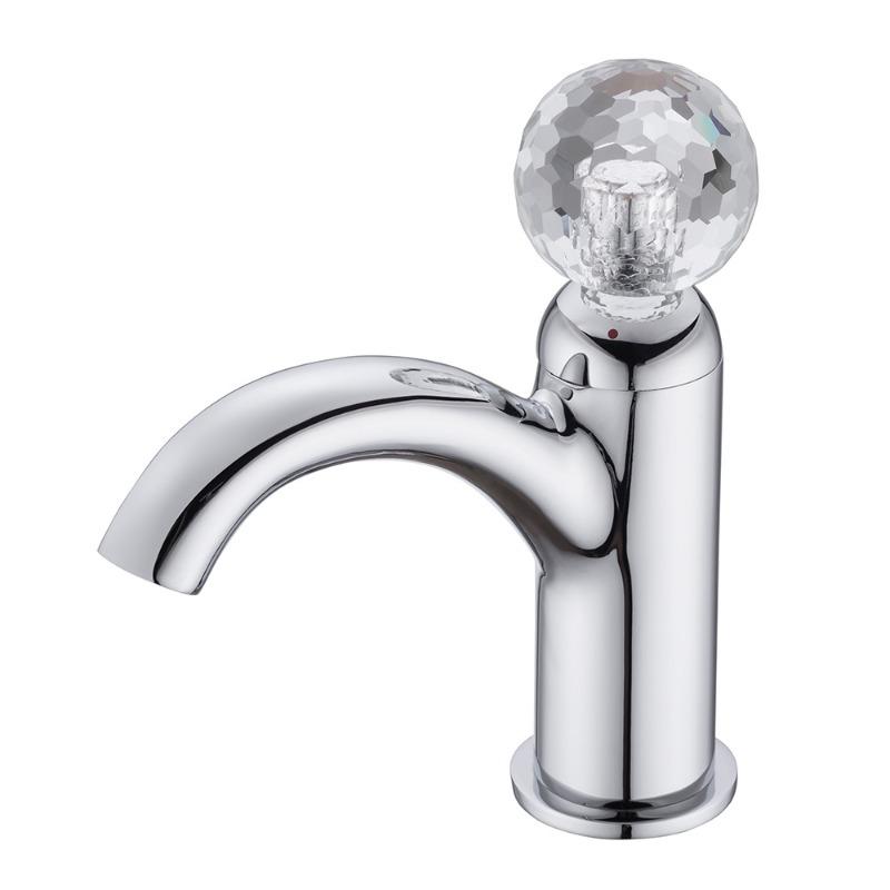Full Copper Design Crystal Handwheel Bathroom Sink Single Cold Water Faucet Bathroom Countertop Sink Single Hole Faucet