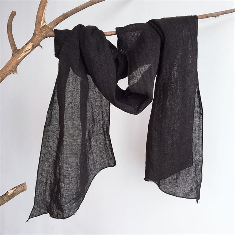 Solid Color Extended Diamond Scarves Japanese Literary Sunscreen Scarf Irregular Linen Shawls for Women 34*220cm