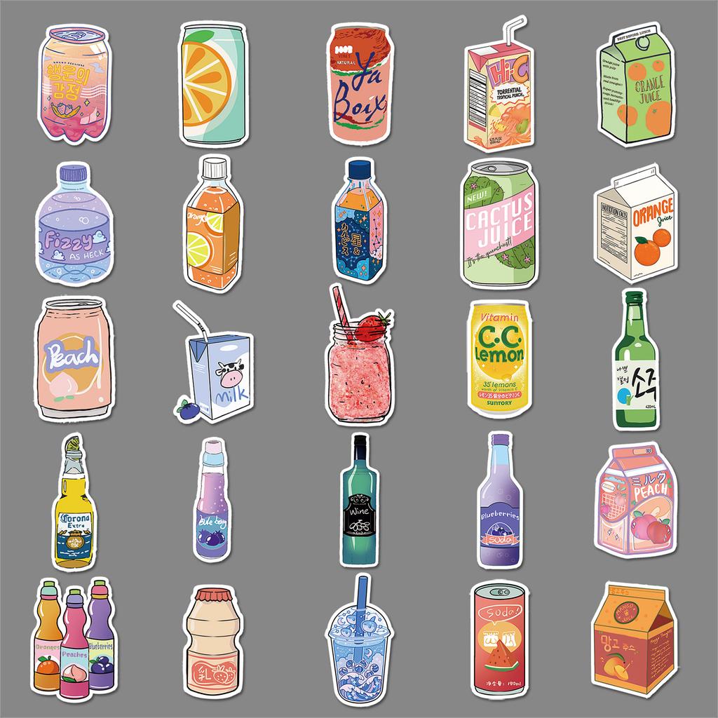 50 Pictures Ins Style Fresh Beverage Bottle Personalized Suitcase Laptop Water Cup PVC Decoration Stickers