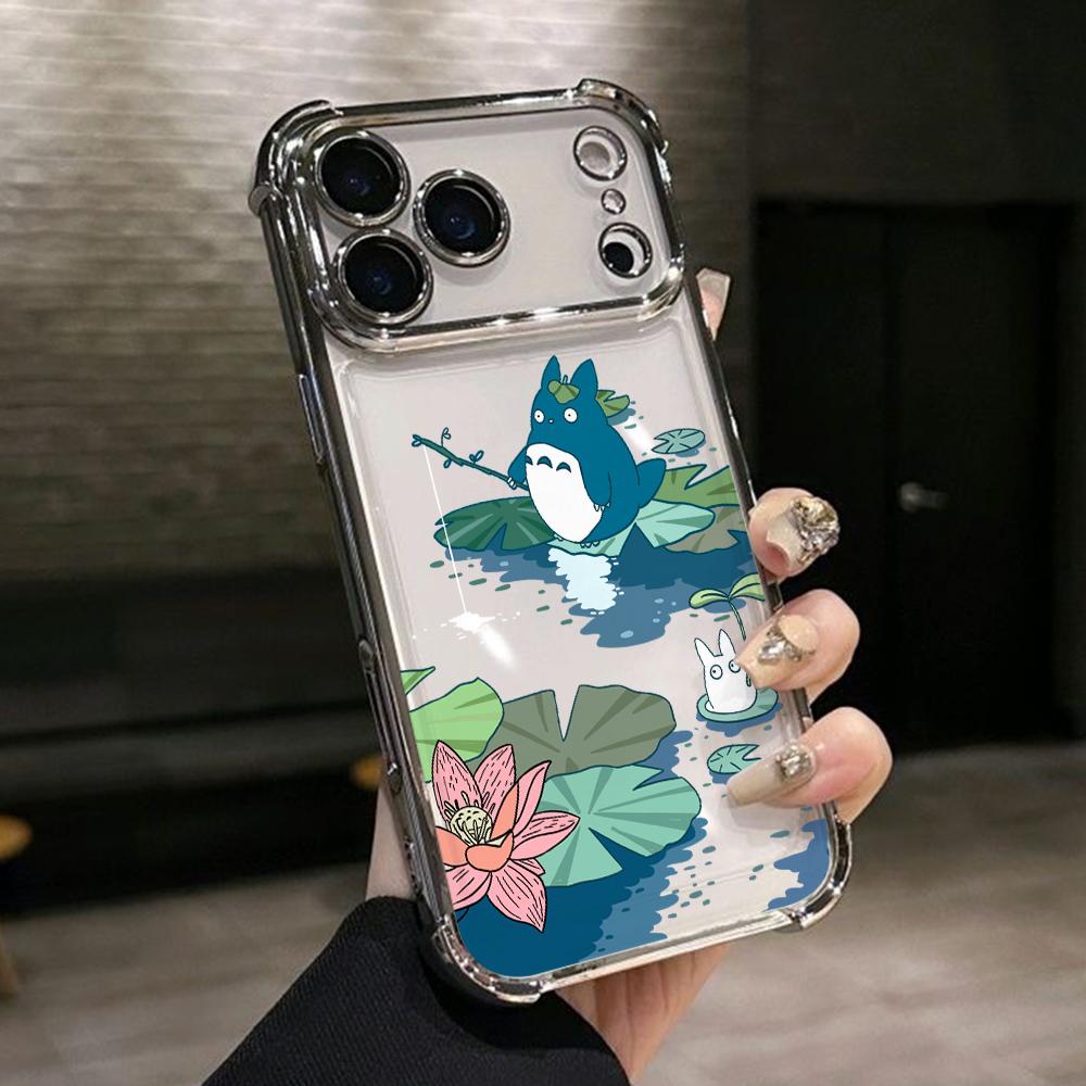 

Cute Cartoon Totoros Phone Case for iPhone 17 Air 16 15 14 Plus 13 12 11 Pro Max X Xs XR 8 e Anti-drop Transparent Soft Cover iPhone 16 Plus