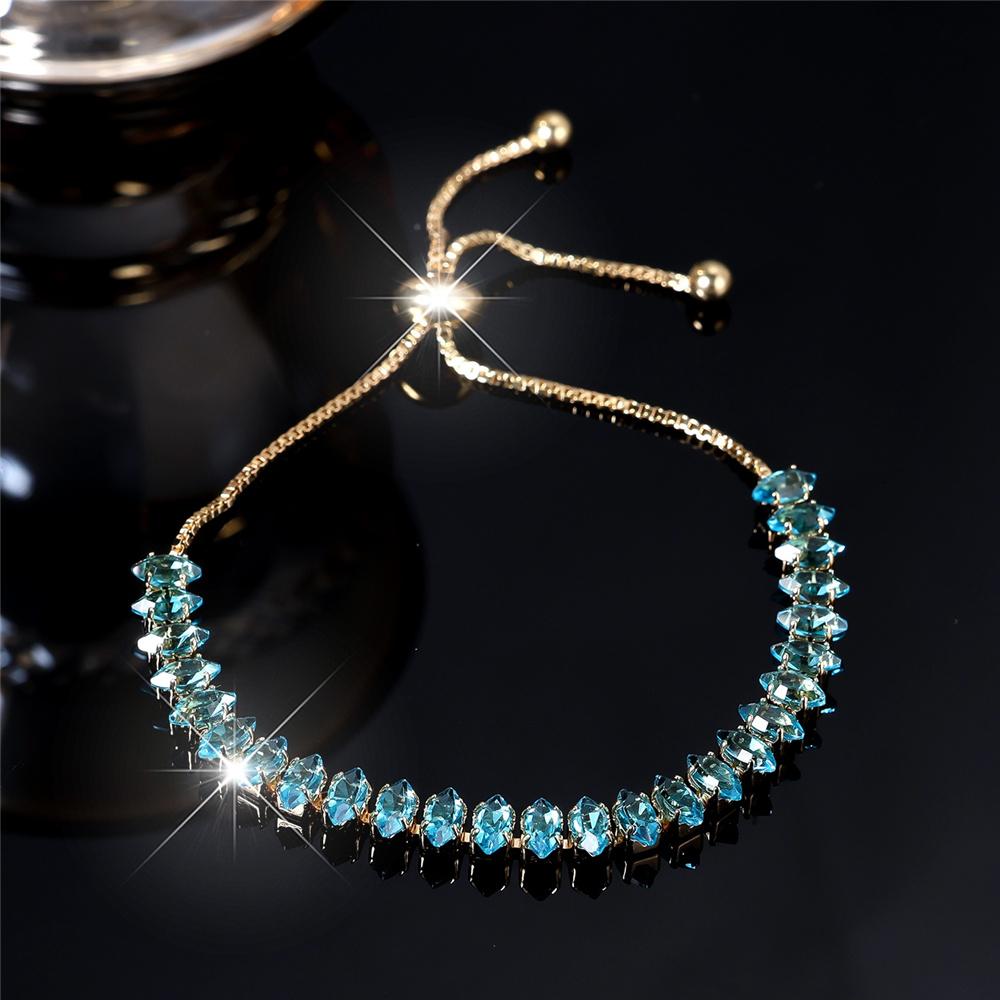 Charm Female Blue Zircon Stone Bracelet Cute Gold Color Adjustable Wedding For Women