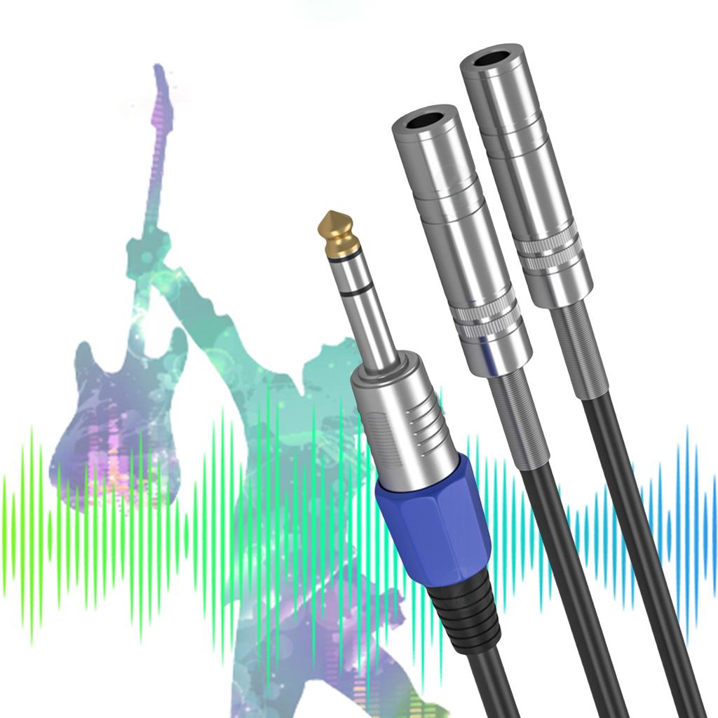 Gold Plated 6.35mm 1/4 Inch Splitter Y Cable 1/4 Inch 6.35mm To Dual 1/4 Inch 6.5mm Jack Audio Aux Cable for PC Mixer