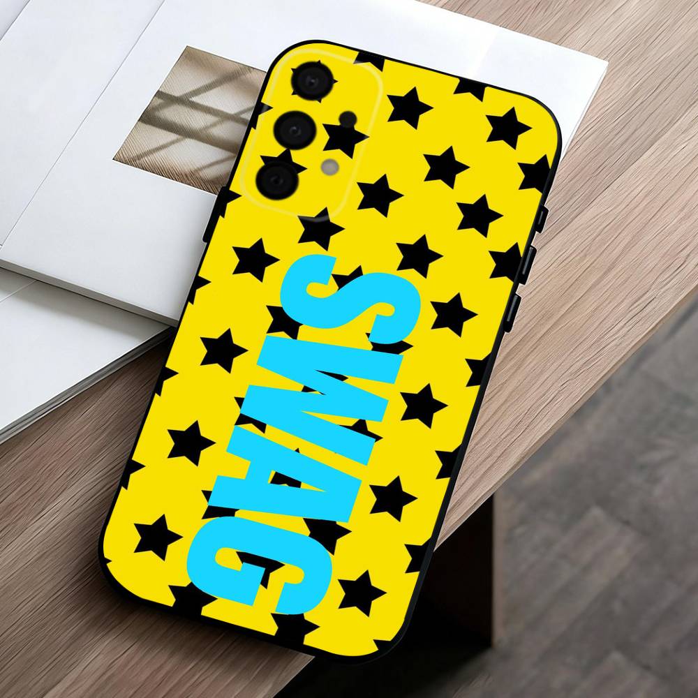 C-Clmj L-L-Leopard P-P-Print SWAG Phone Case For Samsung Galaxy A73,A72,A71,A70,A53,A52,A51,Soft Silicone Black Cover