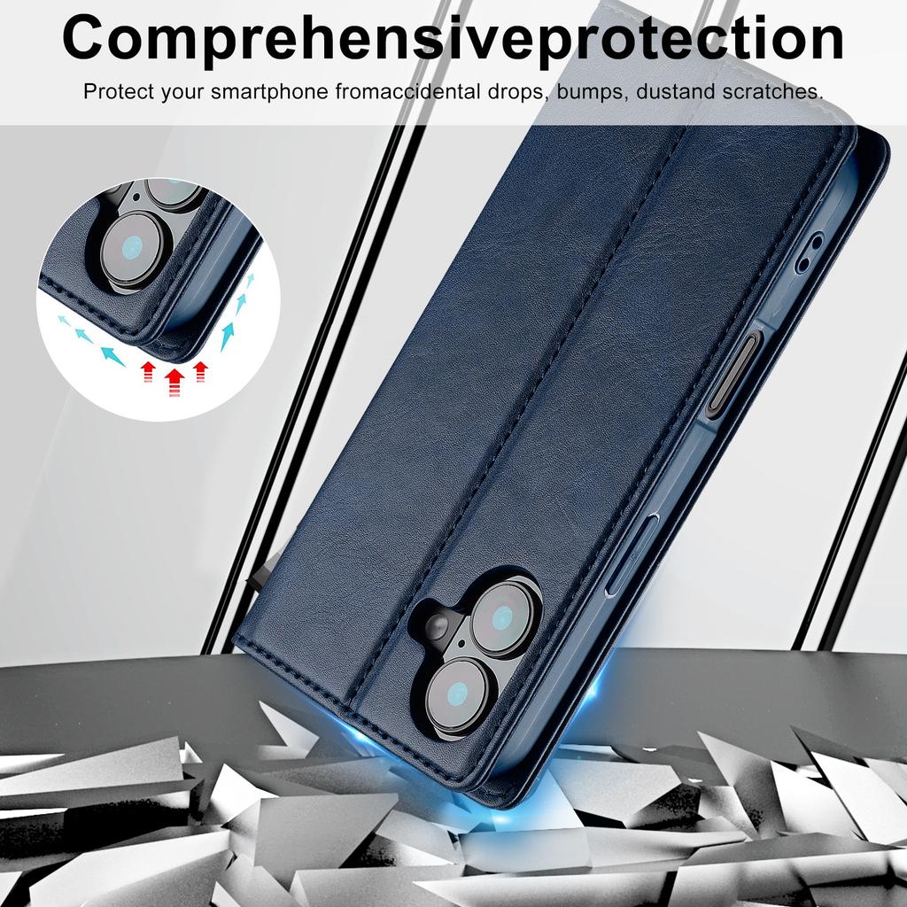 LC.IMEEKE For iPhone 16 Leather Case RFID Blocking Card Slots Phone Cover