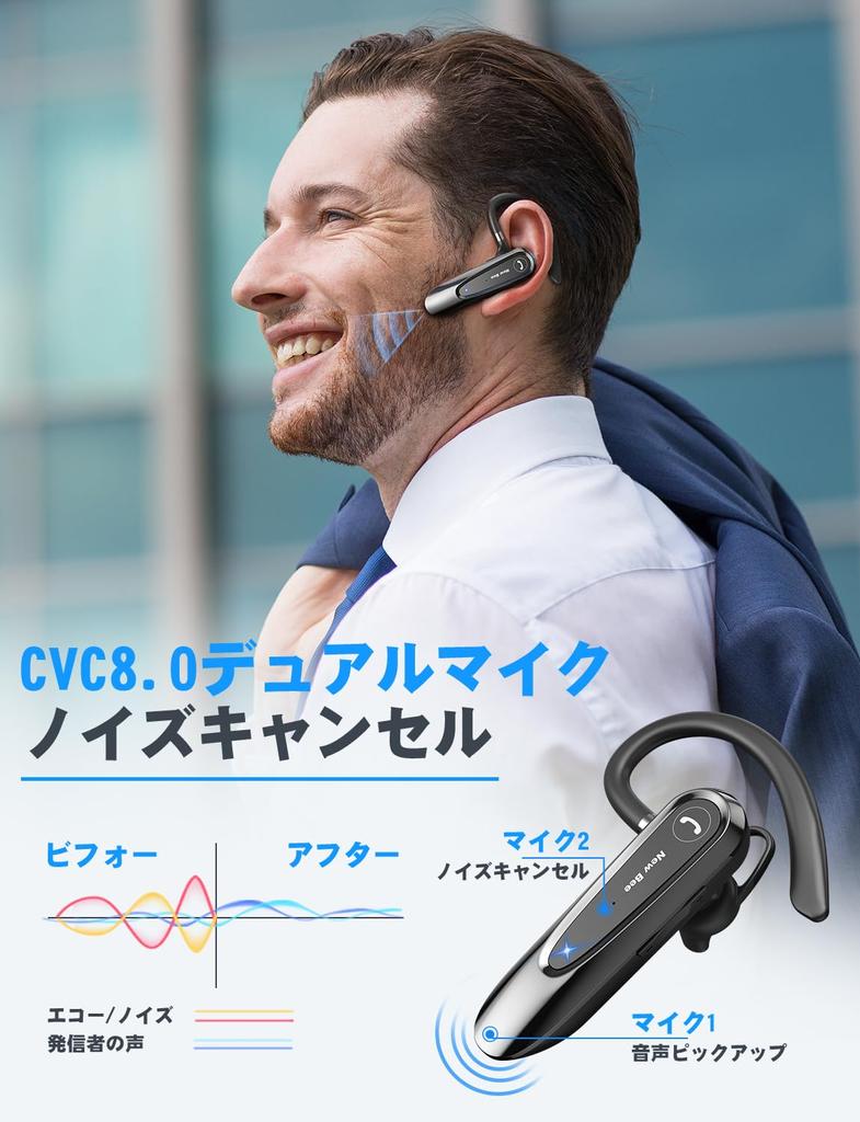 Bluetooth Single Noise For Left and Right 24 Hours of Continuous Both Connects To 2 Devices At the Same Time Bluetooth Set Earphones, Ear, Hands-Free