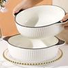JIWU Forest Large Double-Handle Ceramic Soup Bowl