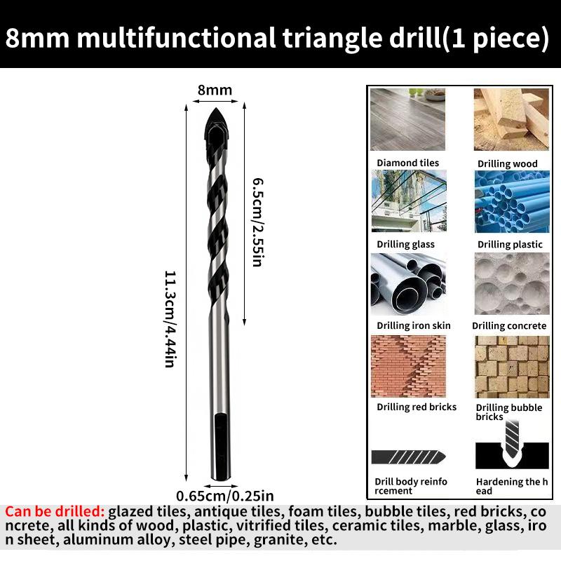 Multi-Functional Triangle Diamond Drill Bit Set – Carbide & Tungsten for Ceramic, Tile, Concrete, Brick, Wood, Glass & Metal