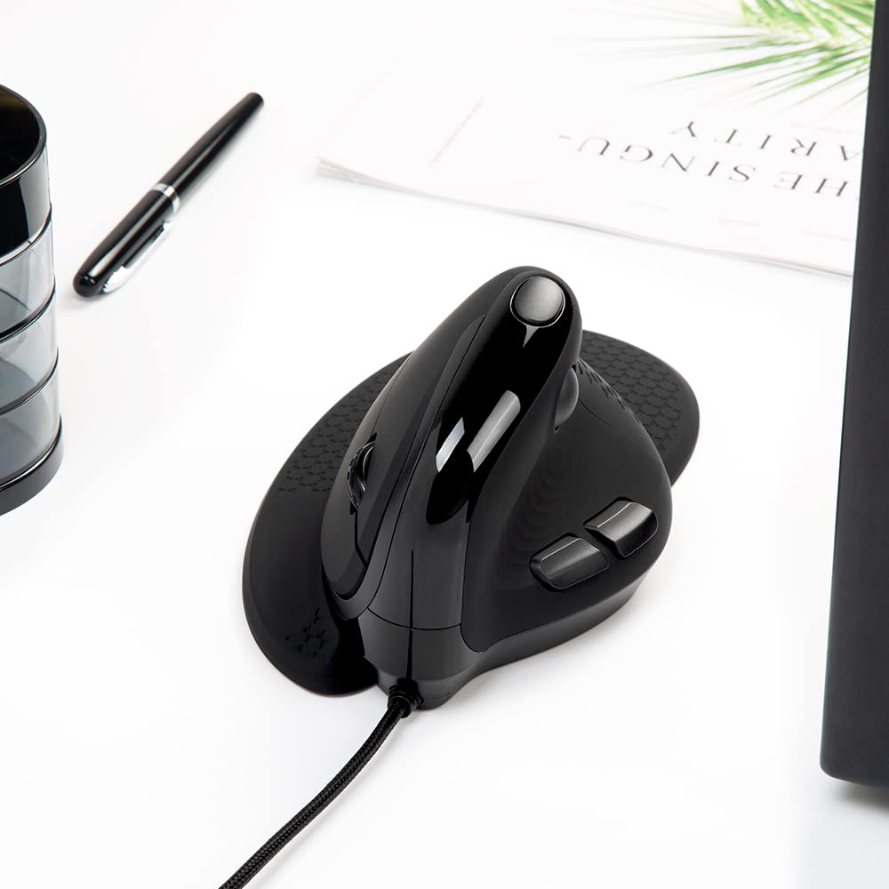DELUX Wired Ergonomic Vertical Mouse, 6 Buttons & Thumb Wheel, Quiet, 4000 DPI, RGB Lighting, Magnetic Detachable Wrist Rest and Back Cover, Carpal