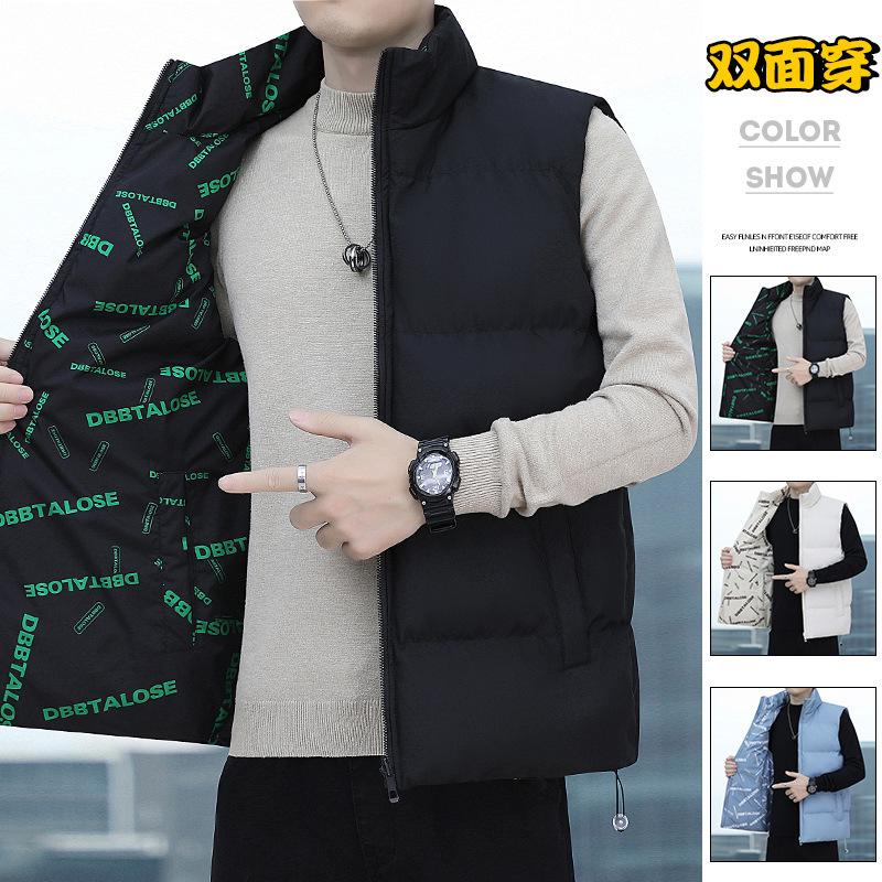 New Feather Vest Dig Bag Pocket Decoration Warm Men's Vest Hooded Jacket Vest Autumn and Winter Trend Brand Spot