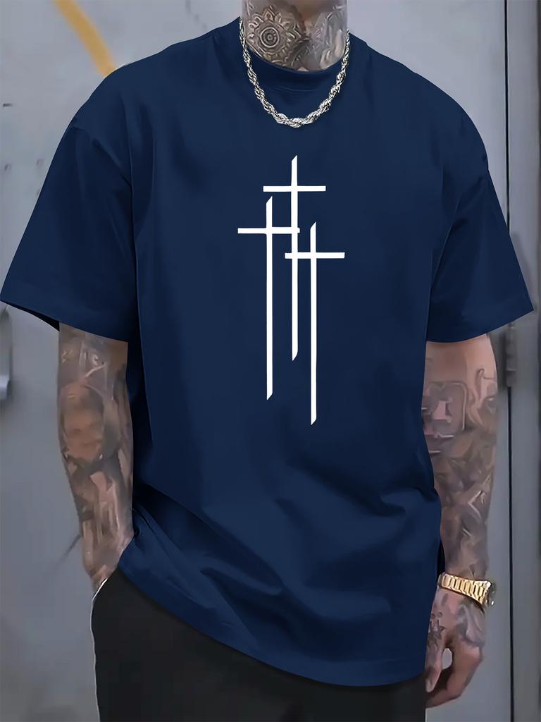 Letter pattern print mens casual round neck Tshirt 100 cotton short sleeves for spring and summer fashionable and casua