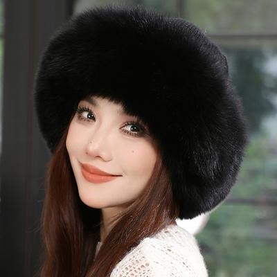 New Stylish Beanie Hats for Women Winter Warm Fluffy Bone Cap Soft Outdoor Thick Natural Fox Fur Hat Female Dome Hats
