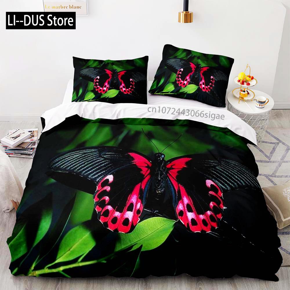 Butterfly Bedding Set Single Twin Full Queen King Size Mountain Elf Bed Set Aldult Kid Bedroom Duvetcover Sets 3D Anime 034