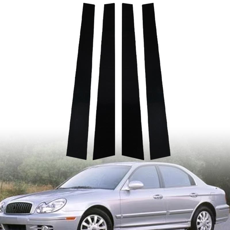 4pcs/set Glossy Black Car Pillar Posts Stickers Fit Hyundai Sonata Gold (India) 2002-2005 Auto Door Window Exterior Posts Trim Parts