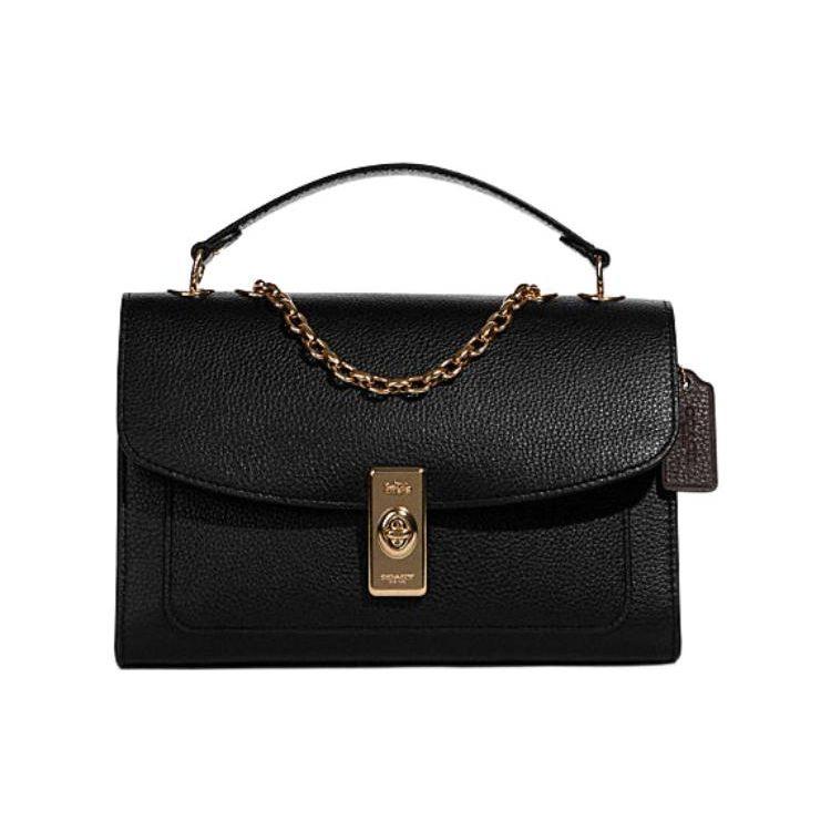 

Coach Lane 26 Flap Chain Shoulder Bag Leather Accordion Crossbody Bag Medium Women shoulder bag Black C8595-IMA47 Basic Set (Bag+Dust Bag)