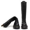 Muffin Bottom Lychee Pattern Long Boots Women's Hole First Layer Short Boots Thick Sole Leather Round Head Trend