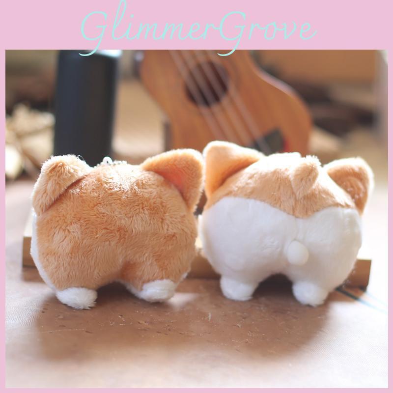 Cute Corgi Butt Plush Keychain With Soft Short Pile For Bag Decoration
