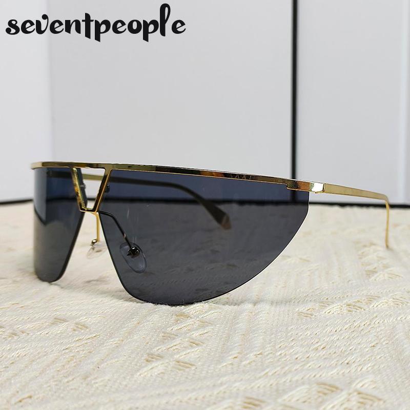 Sports Steampunk Shield Sunglasses Women Men Luxury Brand Design Y2K Punk Goggle Sun Glasses For Male Semi-Rimless Eyewear