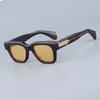 JMM Fellini Square Sunglasses Handmade In Japan Imported Acetate Classical Acetate Black Optical Frame with Metal On Arms