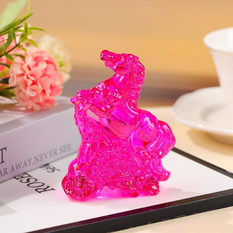 2026 Statuie Zodiac Cal Colecție Feng Shui Cristal Lux Ușor Ornament Prindător de Soare Cal Decor Birou Acasă