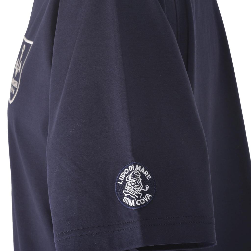 Sinacova Short Sleeve Supima Mercerized Knit Crew Anchor Size 24130510 Men's T-Shirt, 100% Cotton, Neck, Emblem, Design, M, (Navy)