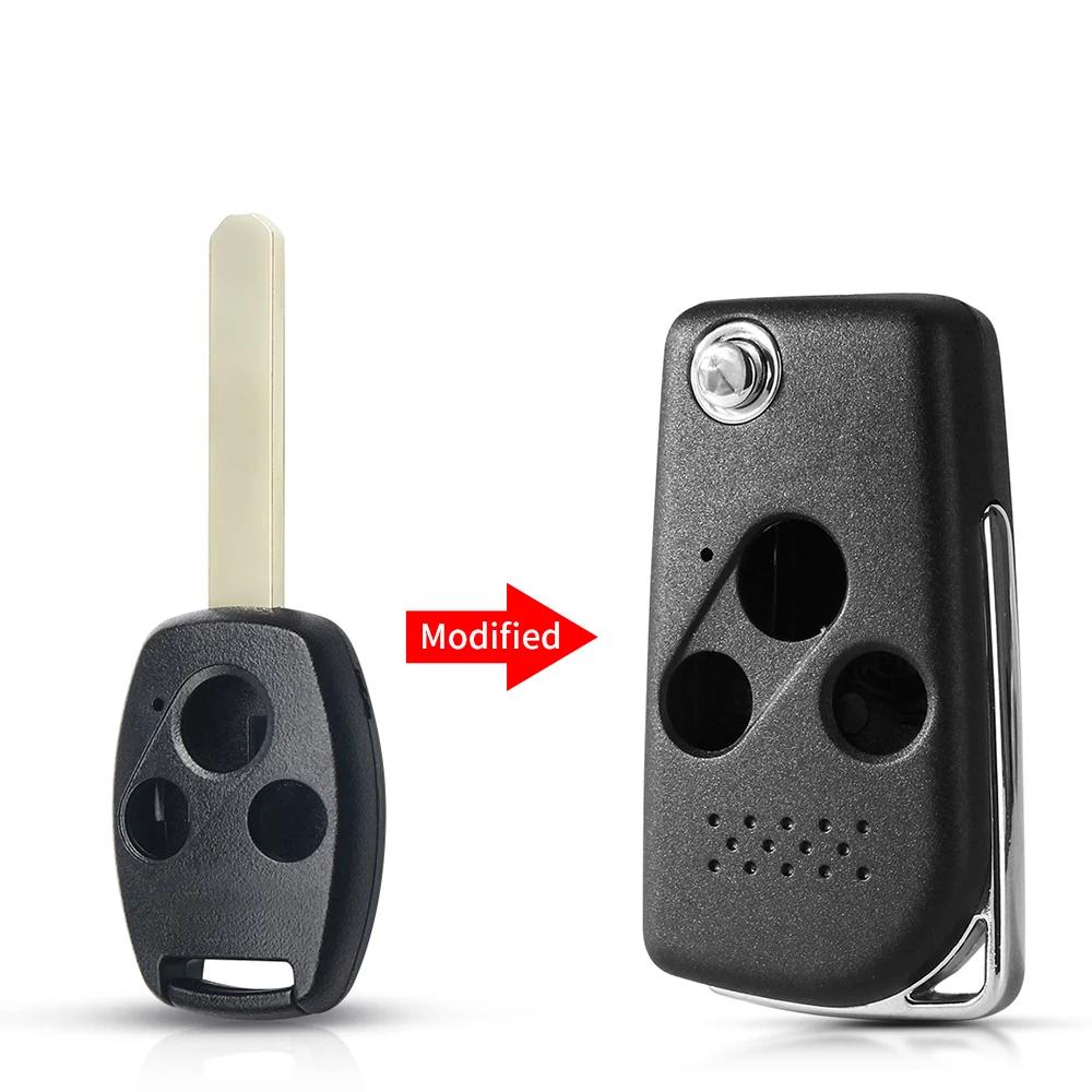 KEYYOU Modified Remote Flip Folding Car Key Shell Case for Honda Accord Civic CRV Pilot Fit Replacement Fob Cover 2/3 Buttons