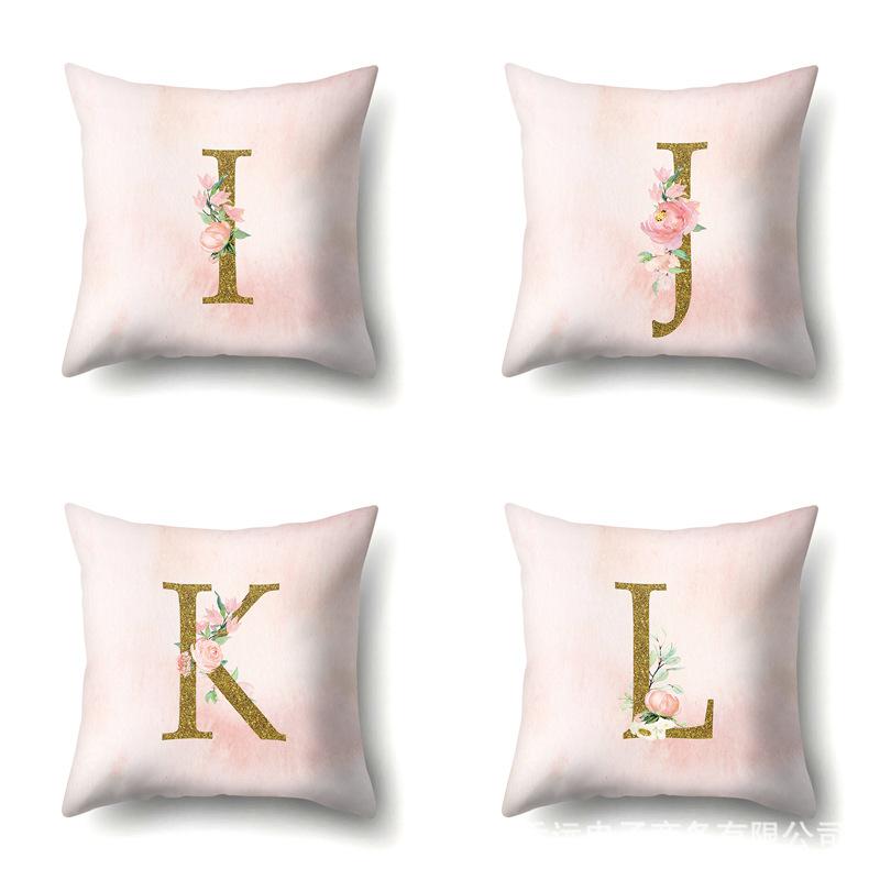 Polyester Pillowcase Home Fantasy Watercolor Print Pillowcase 26 English Letter Cushion Cover