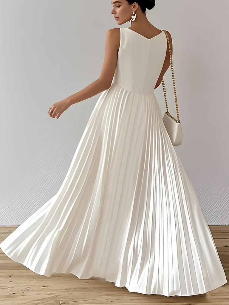 New Elegant A-Line Ruched Waist Long Dress Evening Gown Women's Clothing