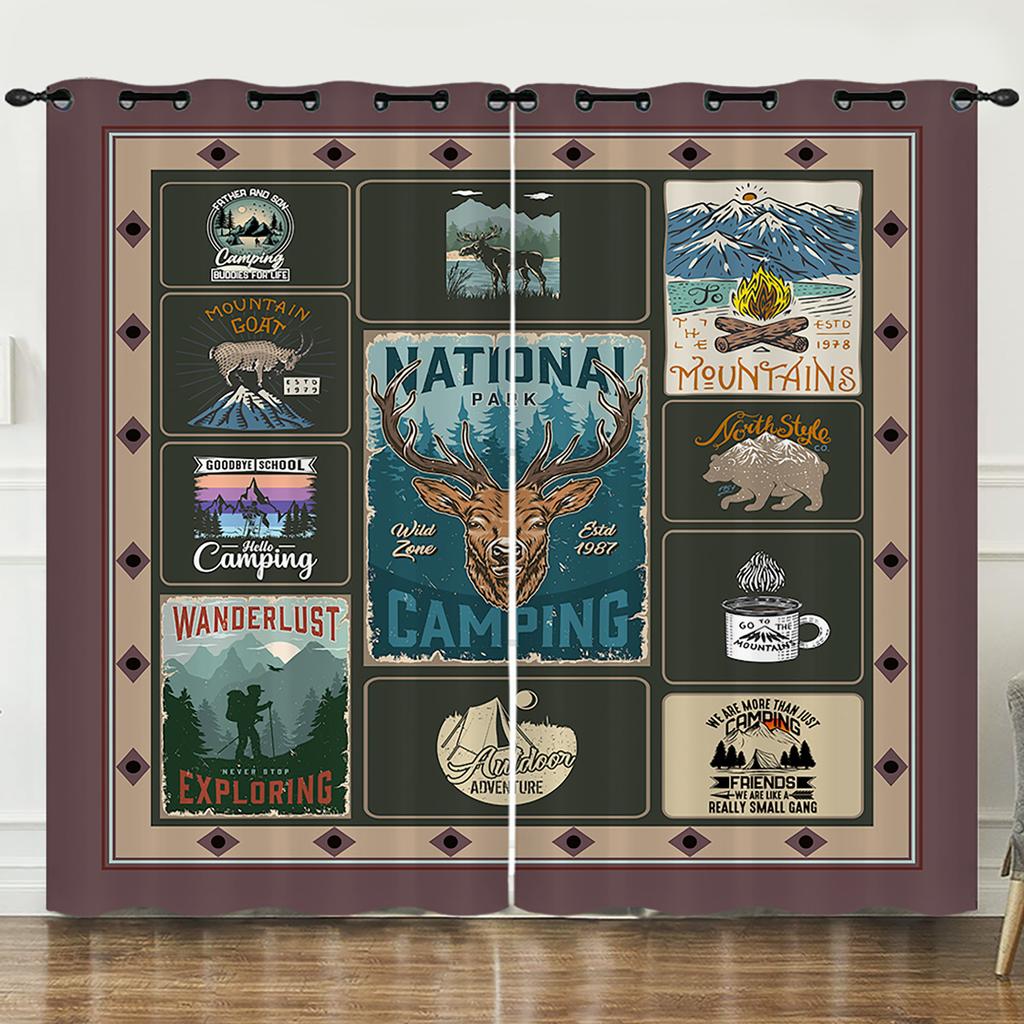 Curtain Flower Fresh Illustration Animal 3D Digital Printing Blackout Curtain Punching
