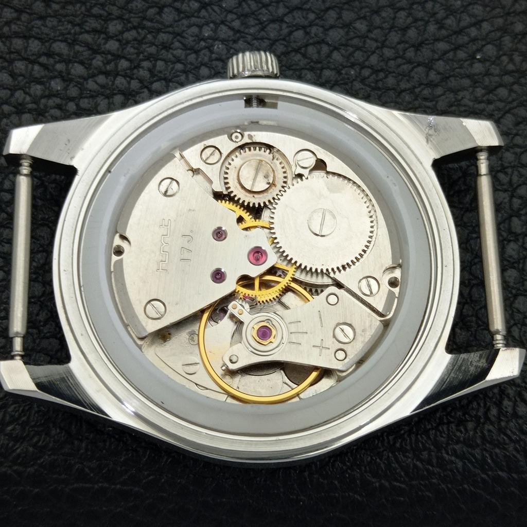 VINTAGE HMT JANATA HAND-WINDING INDIAN MENS ARABIC WHITE DIAL WATCH a441058-4 HT-a441058