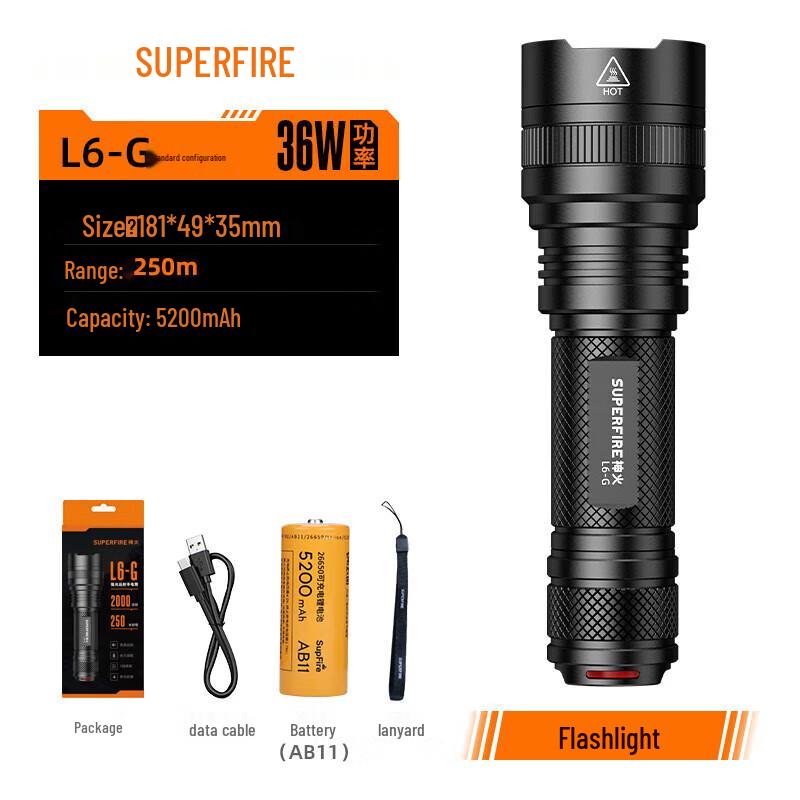 SupFire L6-G Rechargeable High-Power LED Flashlight