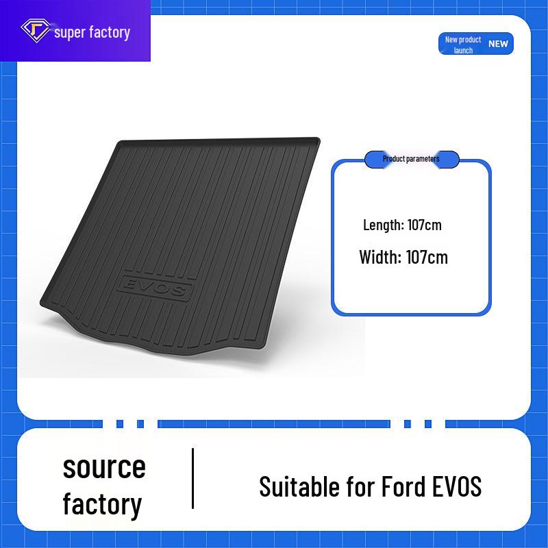 Ford EVOS Escape Trunk Mat: TPE, Waterproof, Wear-Resistant, One-Piece Design