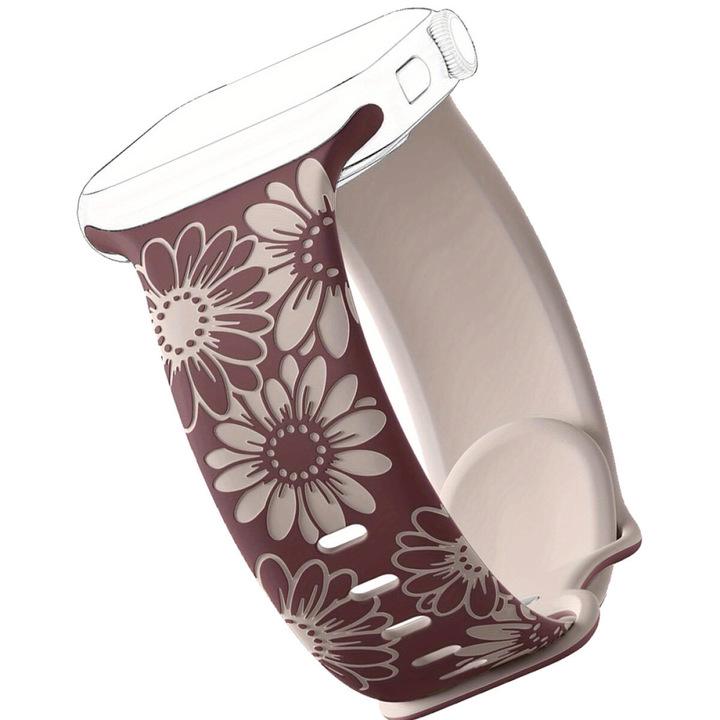 

Compatible with Apple Watch (Series 4-7) Two-tone Sunflower Silicone Strap, Laser Engraved 38-42mm (fits S10/11) рожевий/фіолетовий