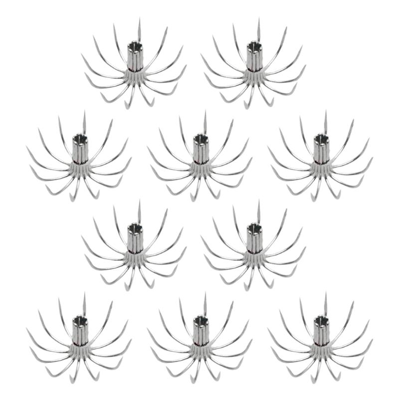 10Pcs Stainsless Steels Squid Hook Sea Fishings Fishes Hook Squid Jig Fishings Baits Hook Barbed Umbrellas Fishings Hook 17MM