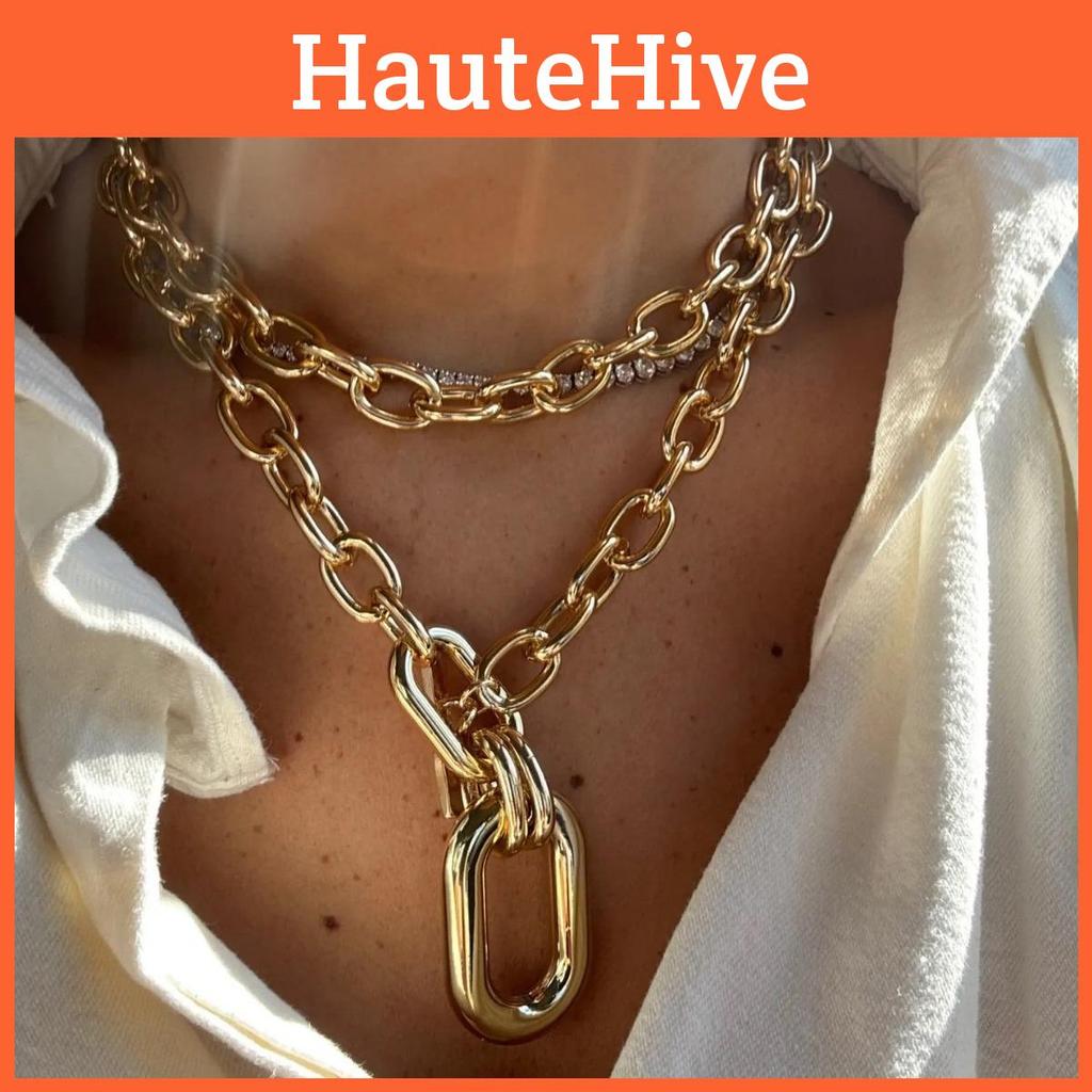 Fashionable Alloy Chain Necklace With Unique U Shape And Geometric Design For Women
