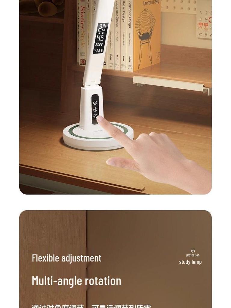 LED Desk Lamp: Eye Protection, Bedside & Study Light for College Dorm; Night Light with Charging & Timer; Compact & Stylish Design