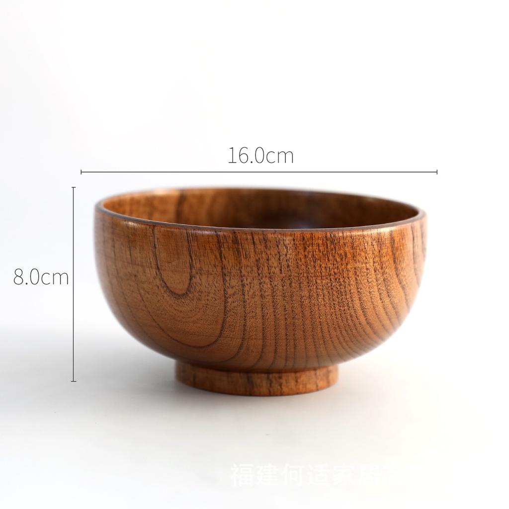Japanese Retro Jujube Wooden Bowl Handmade Wooden Rice Bowl Children's Solid Wood Bowl Large Noodle Soup Bowl Household Tableware