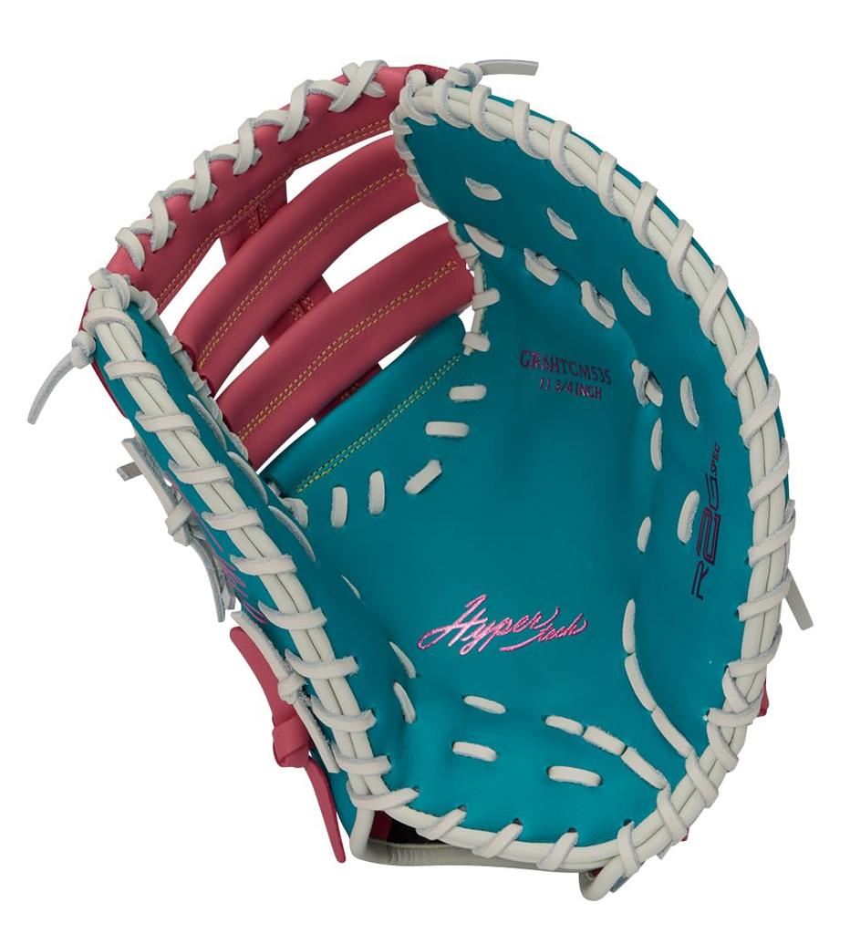 Rawlings HYPER TECH COLOR SYNC Baseball First Glove, Soft, Base, Teal/Pink, GR6HTCM535, 11.75 Inches, Right-Handed