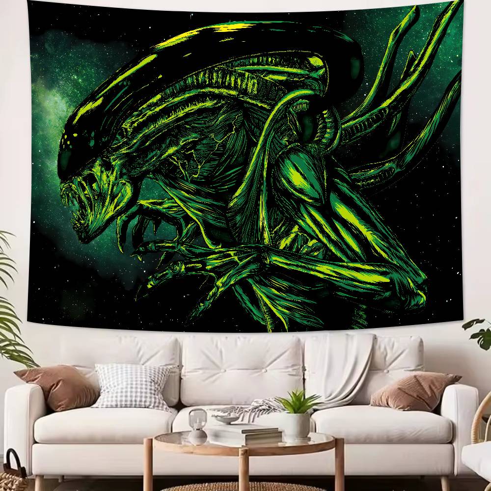 Science Fiction Horror Movie Alien Tapestry Decoration Bedroom Dormitory Background Cloth Holiday Home Living Room Club Tapestry