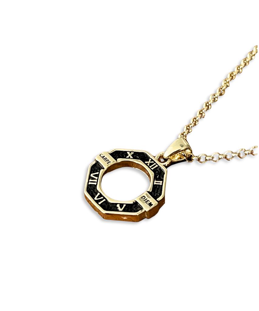 Gaman Unisex Silver Clock Tempus Necklace