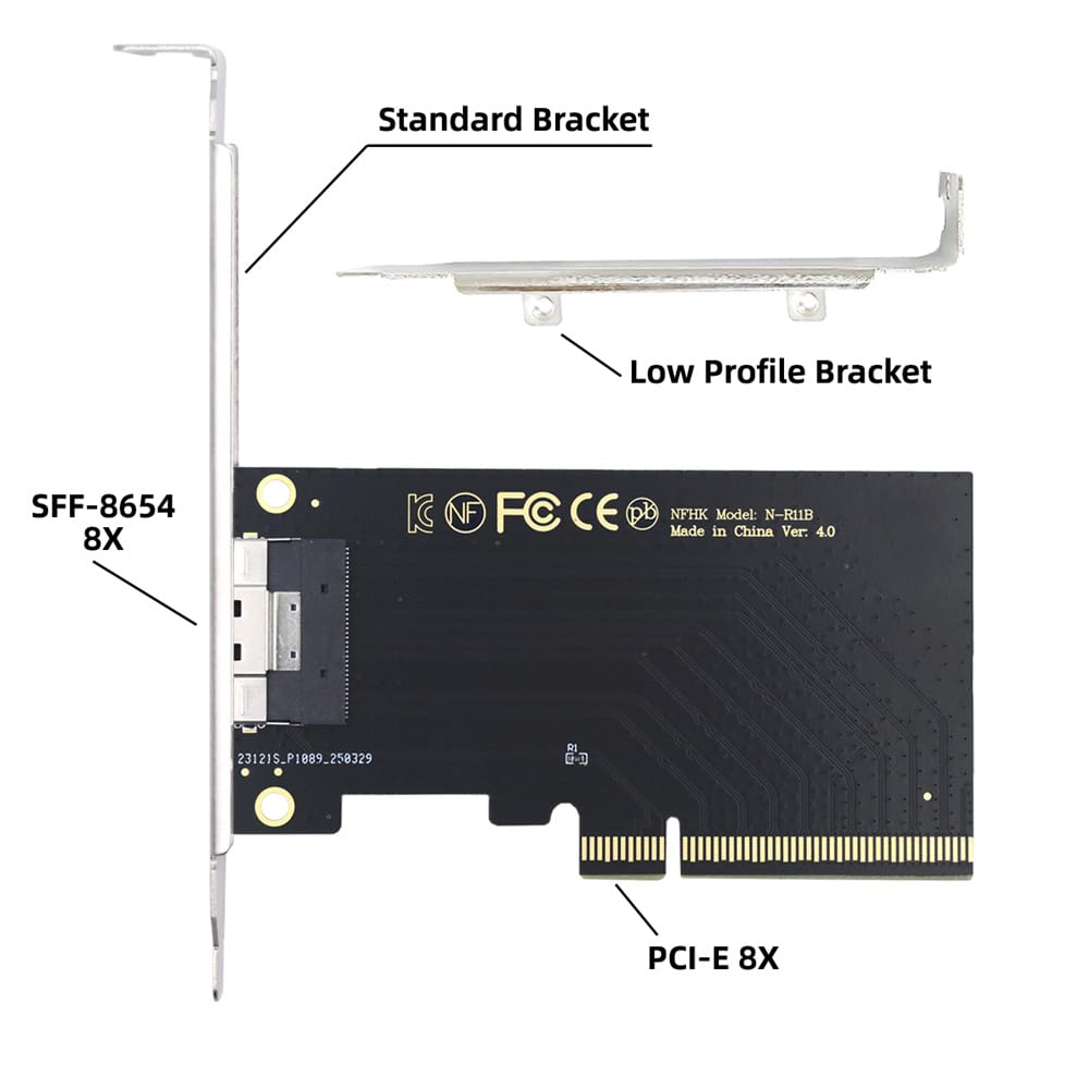 Cablecc Single External Slimline 8X To PCIE RAID VROC Raid0 Hyper Adapter 74-Pin SFF-8654 4.0 Card,