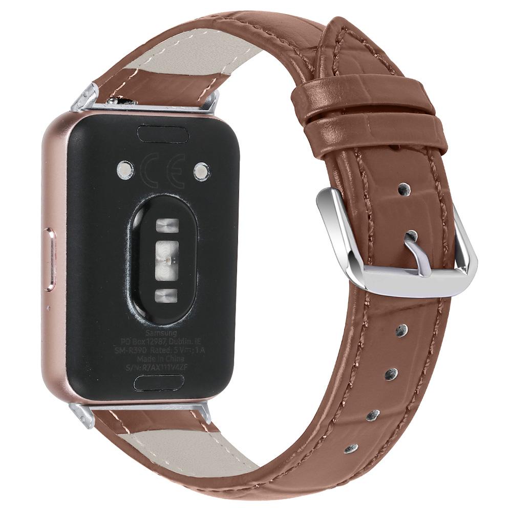 

Гладкий шкіряний ремінець для годинника з поліуретану для Samsung Galaxy Fit3 SM-R390 Браслет на зап ястя Brown