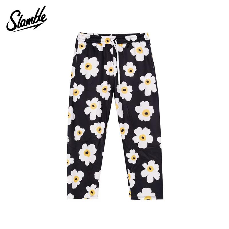 Slamble Pajama Pants Full Printed Loose Personality Basketball S чёрный