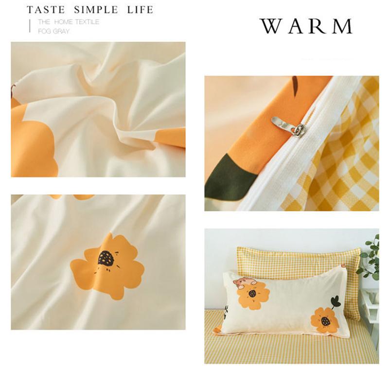 Four-piece Bedding Washed Cotton Single Double Student Three-piece Bed Linen Quilt Cover Pillowcase