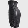 European & American Plus-Size Sexy Pleated PU Leather Skirt - Tight Hip, Short Ins Style for Women