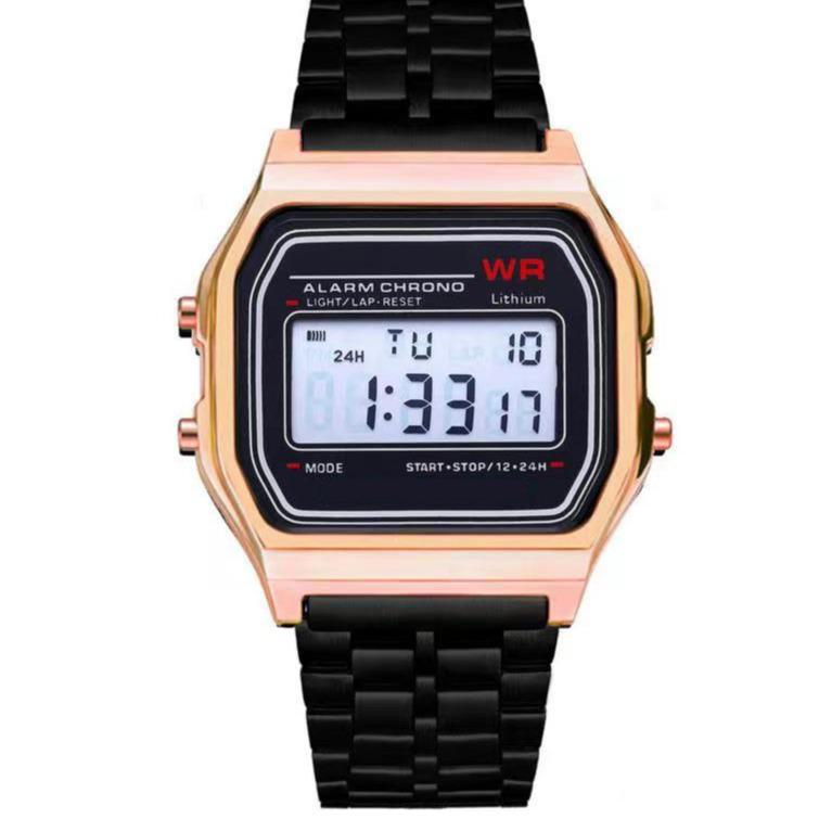 Multicolor LED Steel Belt Electronic Watch with Cold Light