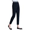 Women's Petite Black High-Waisted Slimming Straight-Leg Autumn Pants