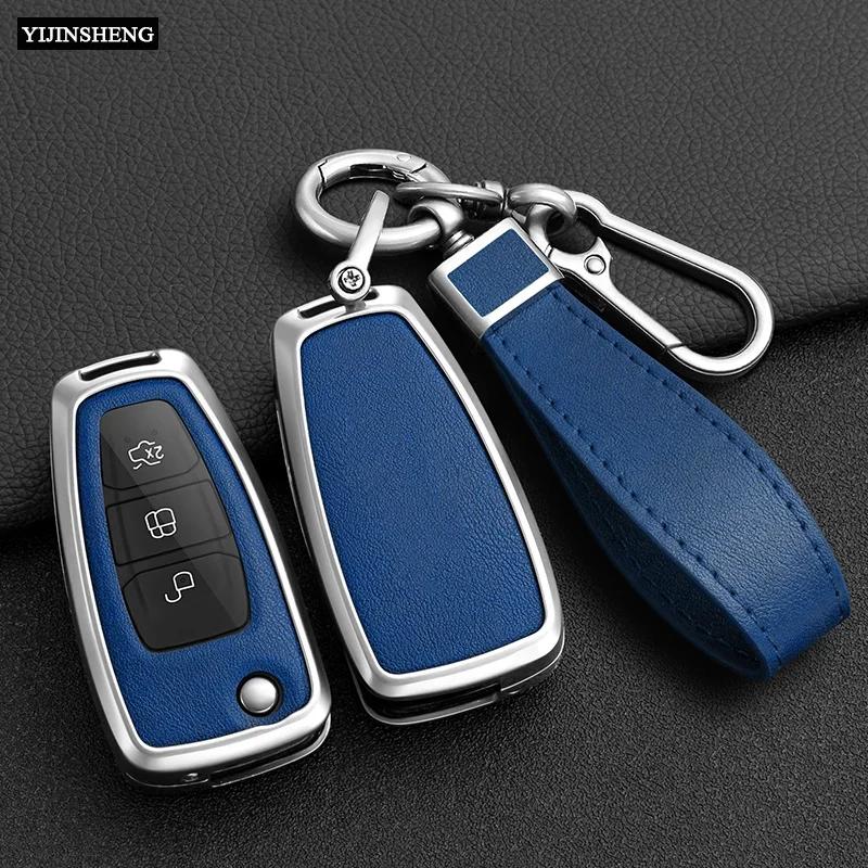 Zinc Alloy + Silicone Car Key Case Cover For Ford Fiesta Ranger C-Max S-Max Focus 3 4 Galaxy Mondeo Transit Tourneo Custom Mk4