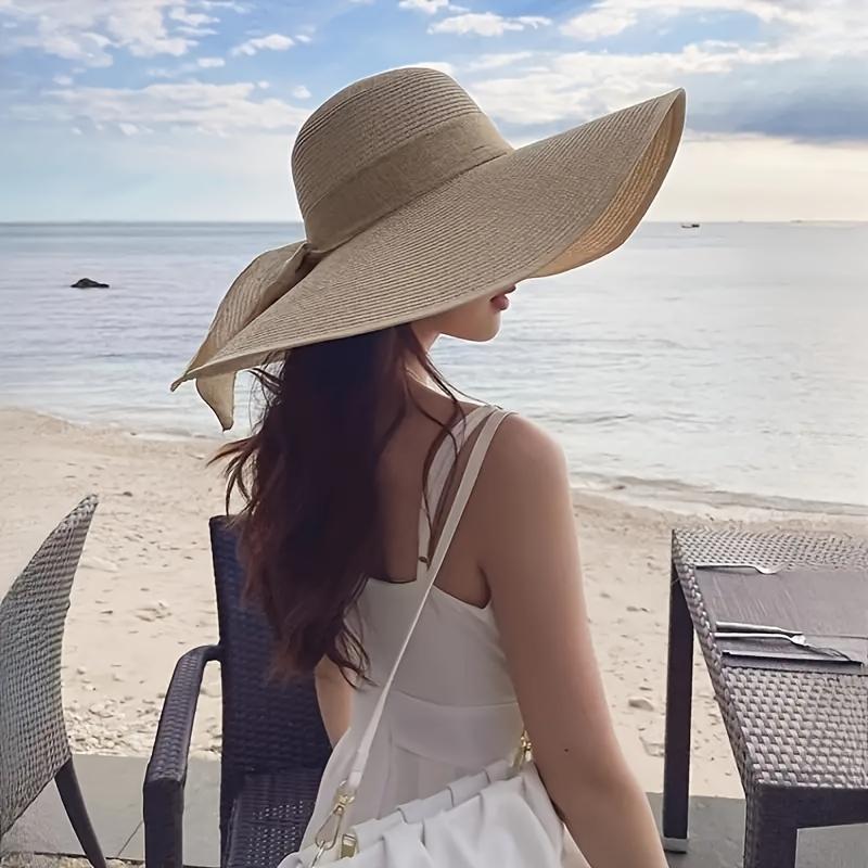 Summer Outdoor Straw Hat for Women, Large Brim Beach Hat, Versatile Hat for Beach Outings, Fresh And Light Hat,Foldable Outdoor Beach Hat for Women
