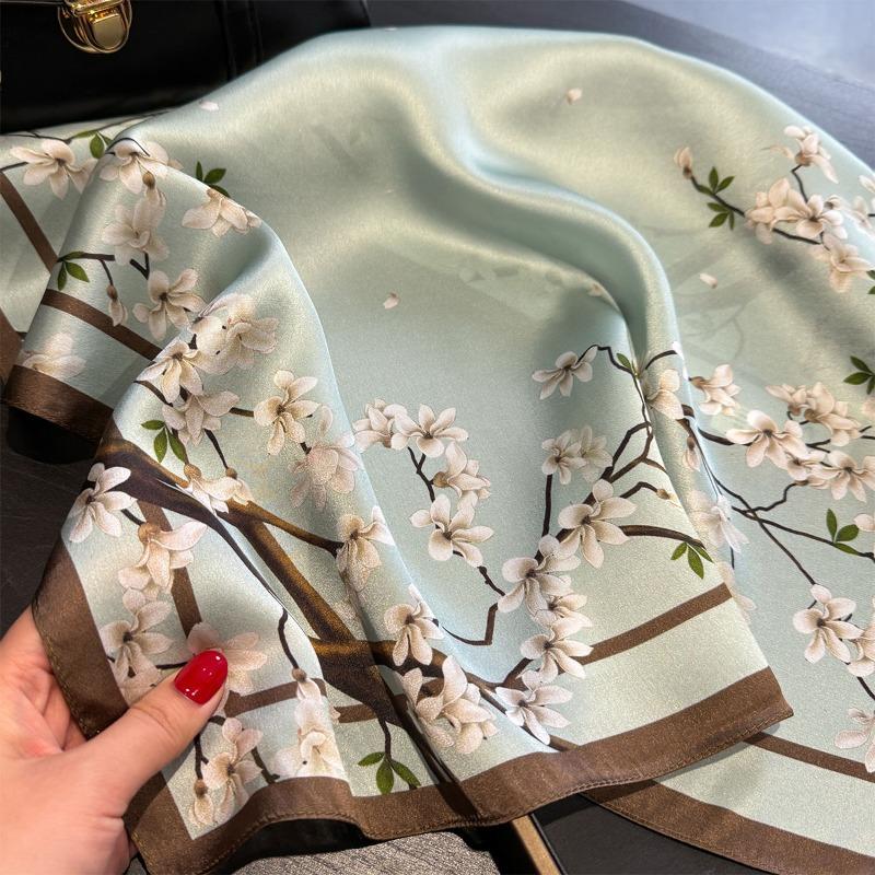 New spring/summer small square scarf - printed chinese style mulberry silk scarf - multi-purpose bag tie